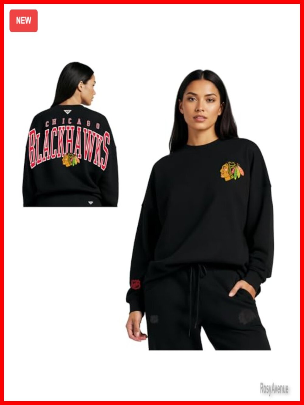 NHL Officially Licensed Long Sleeve Crew Neck Cotton T-Shirt